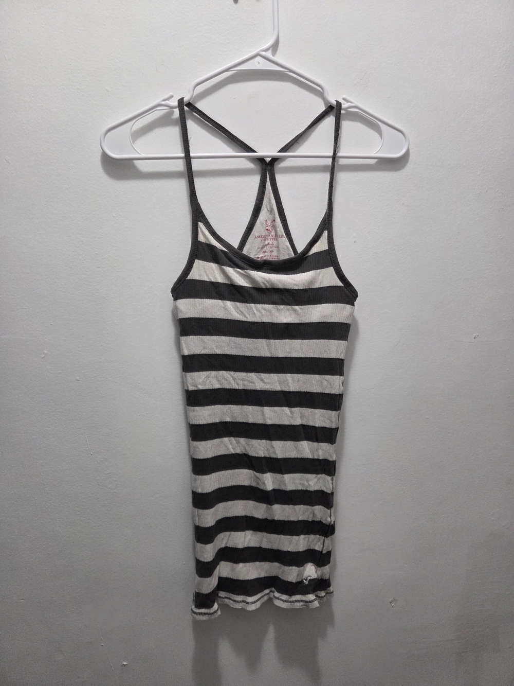 American Eagle Size M Outfitters Black and White Striped Racerback Tank
